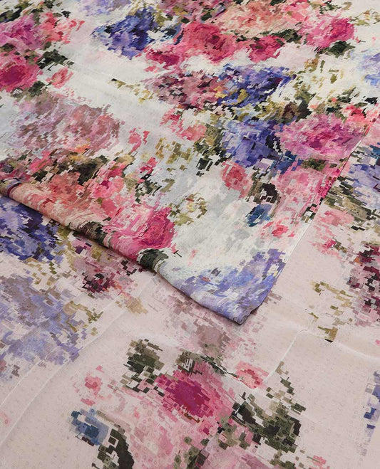 Borderless cream floral georgette saree