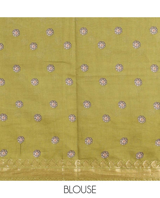 Brown  madhubani style human motifs chirala cotton saree contrast peacock border & striped pallu