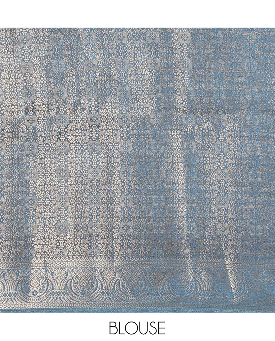 Ramar Green Fancy Tussar Saree, Intricate Border, Grand Pallu, a Printed Blouse, Matching Brocade Blouse