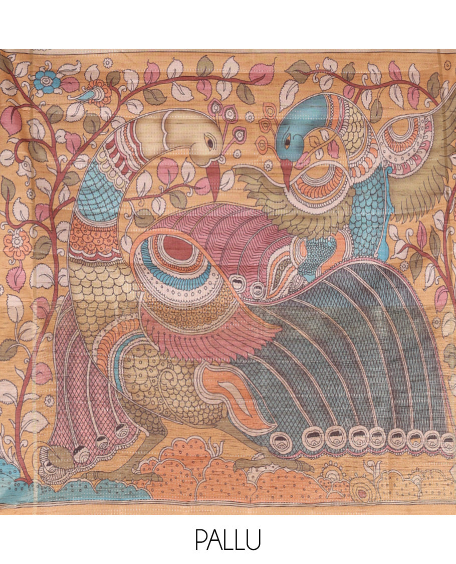 Sandal Fancy Tussar Saree