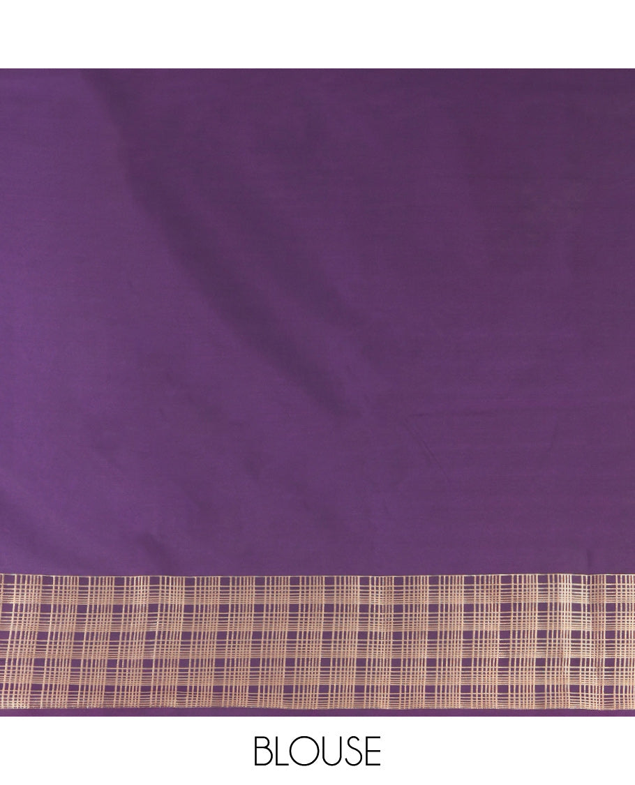 Purple Contrast Traditional Zari Design Budget Silk Saree