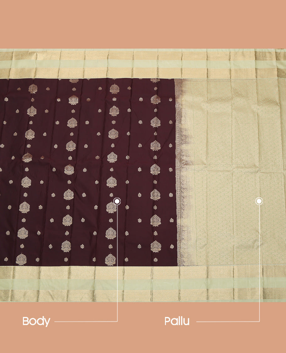 Brown Contrast Zari Design Budget Silk Saree
