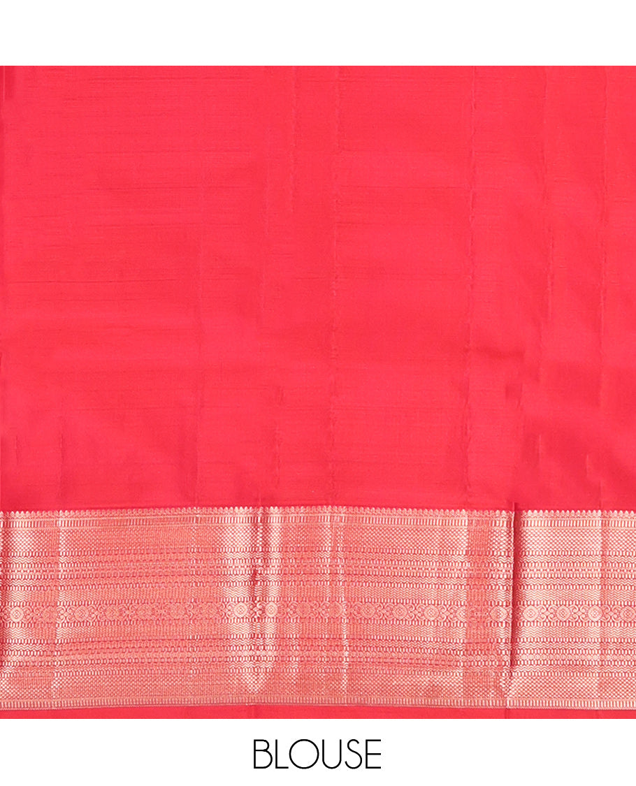 Blue Vasundhara Silk Saree, Woven with Zari Butta Enclosed Checks, Contrast Border of Thilakam Mokku, Muthu, Rettai Neli, and Geometric Designs, Jaal Pallu, and Contrast Blouse