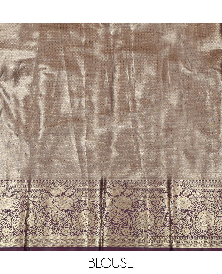 Pink Jacquard Art Silk Pavadai Material, Beautified with Contrast Traditional Border, Contrast Blouse