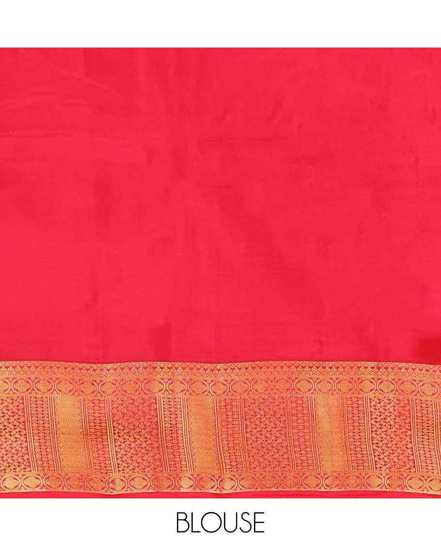Green floral buttas vasundhara elite silk saree with contrast zari design border & pallu of intricate zari design