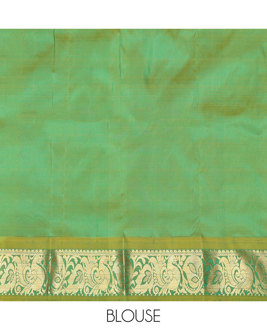 Green Pure Silk Navarathna Pavadai Material Set