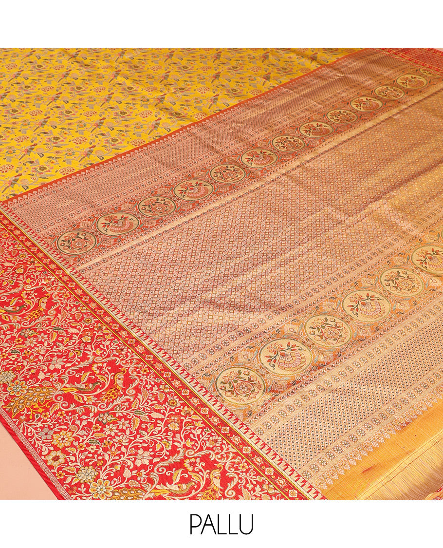 Yellow Kanchipuram Tissue Bridal Silk Saree