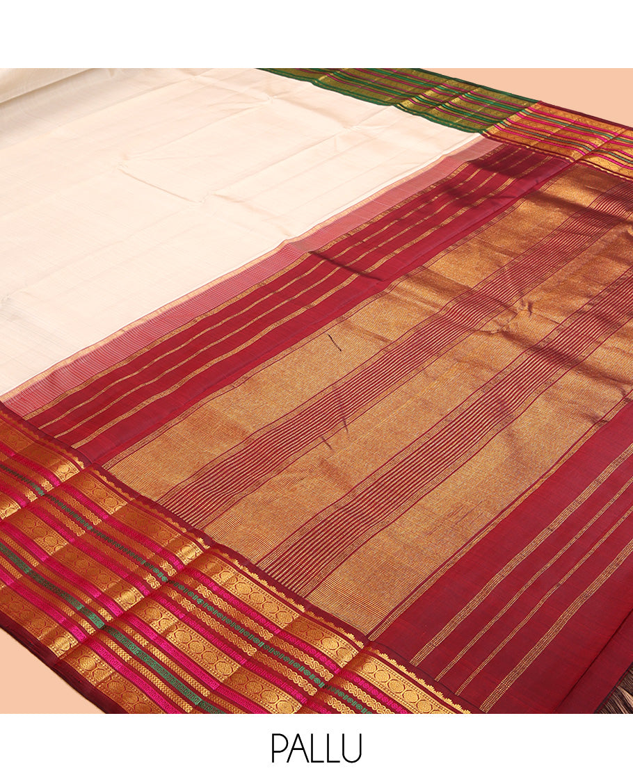 Cream Kanchipuram Silk Saree