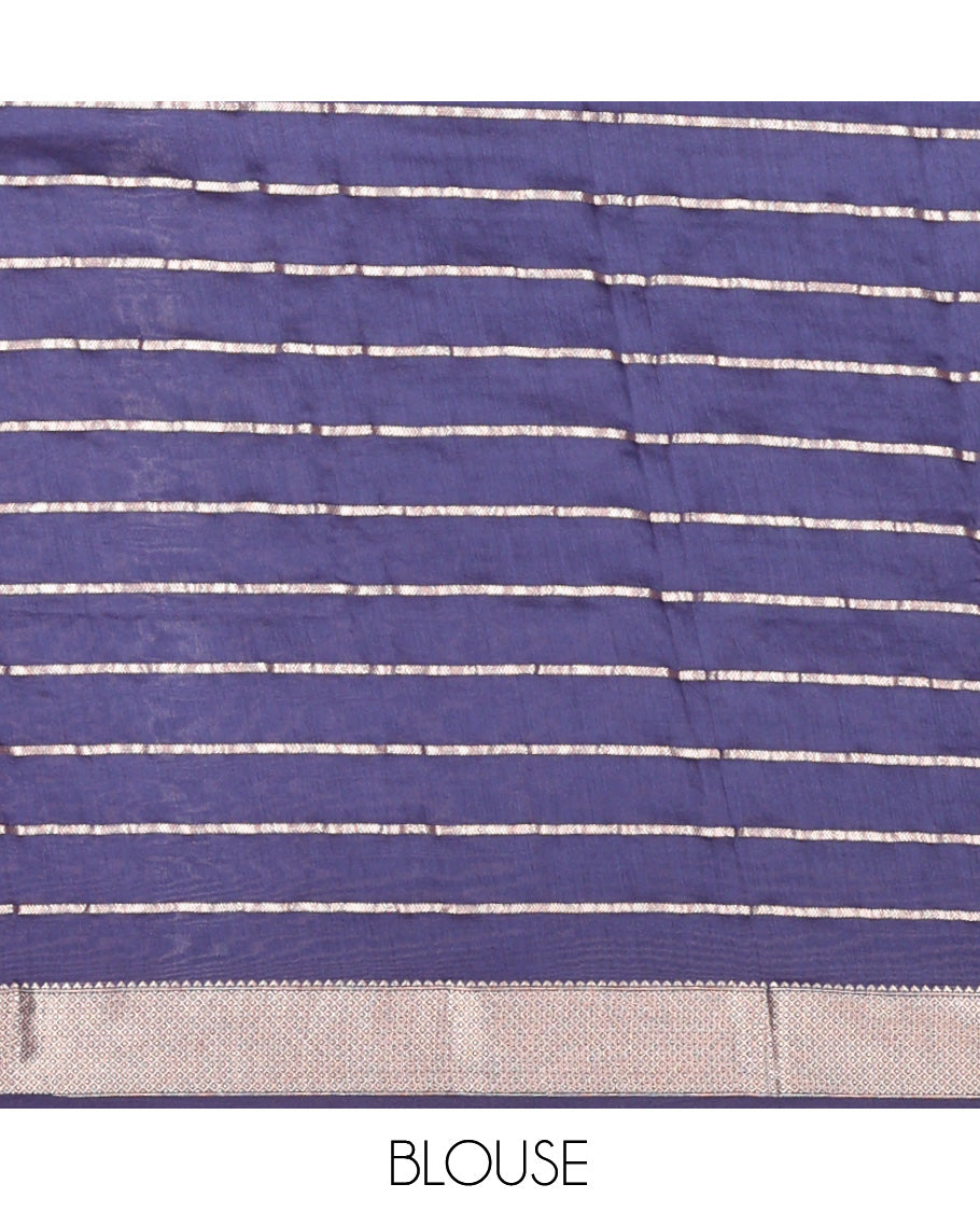 Navy Blue Assam Silk Saree