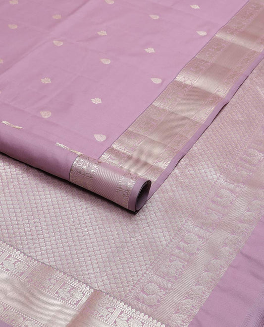 Mauve floral buttas vasundhara elite silk saree with contrast traditional zari design border & jaal design pallu