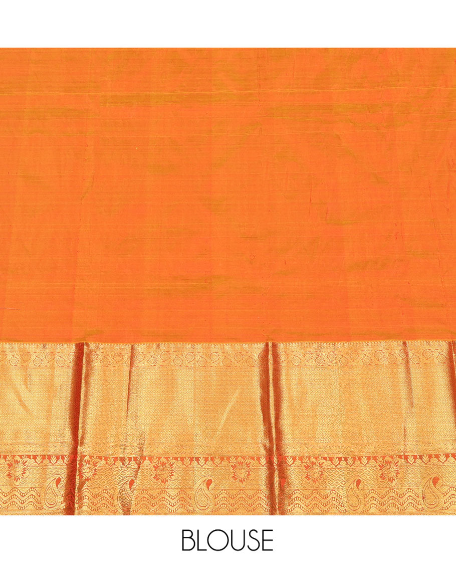 Maroon Pure Silk Half-Saree, Delicately Woven with Zari Buttas All Over Its Skirt, Complemented by a Contrast Border of Jaal, Floral, and Paisley Designs, Paired with a Contrast Blouse, and Comes with a Jaal Design Dhavani
