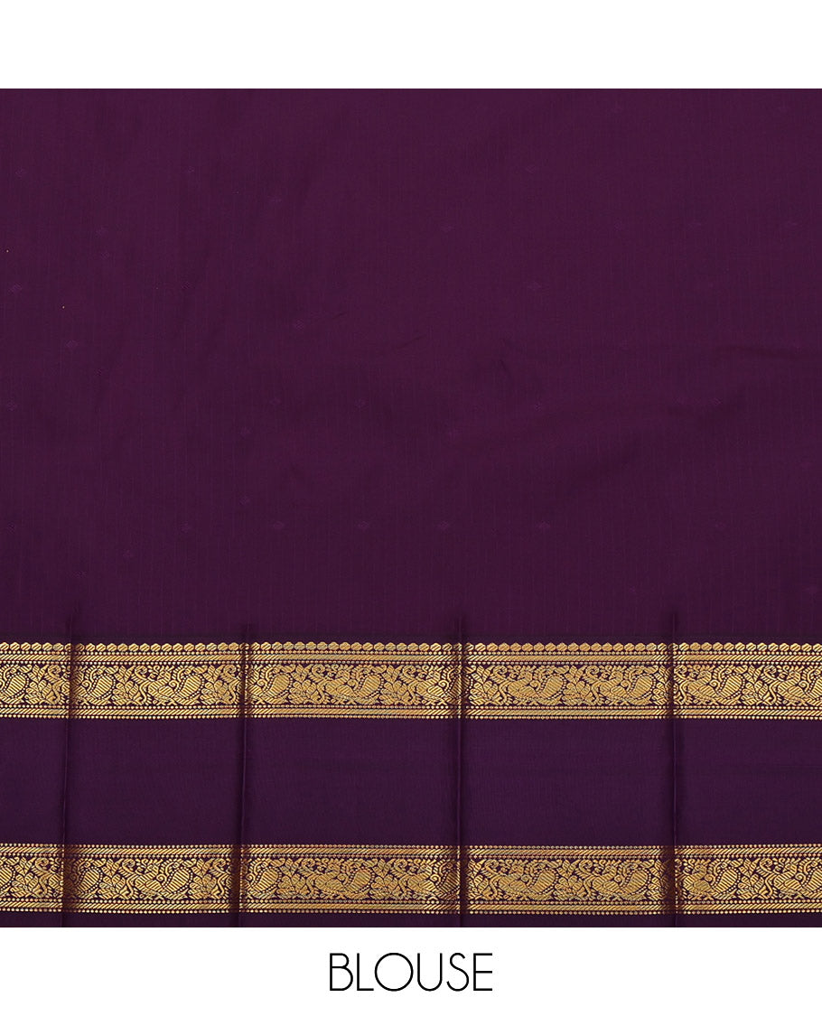 Orange Budget Silk Saree, Adorned with Butta and Stripes All Over Its Body, Complemented by a Contrast Traditional Zari Design Rettai Pettu Border, Intricate Pallu, and Paired with a Contrast Blouse