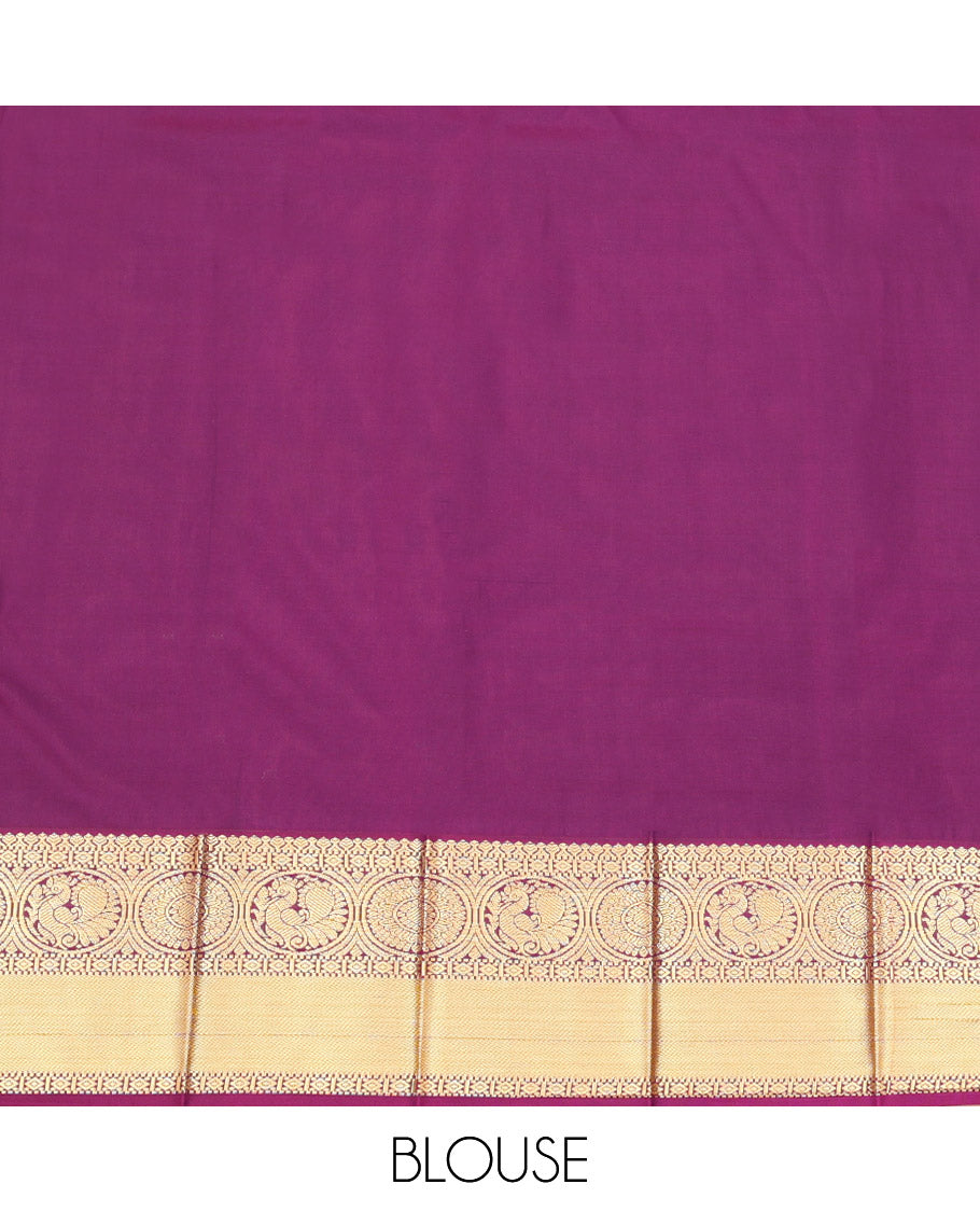 Blue Budget Silk Saree, Woven with Zari Buttas on Its Body, Complemented by a Contrast Traditional Zari Design Border, Grand Jaal Pallu, and Paired with a Contrast Blouse
