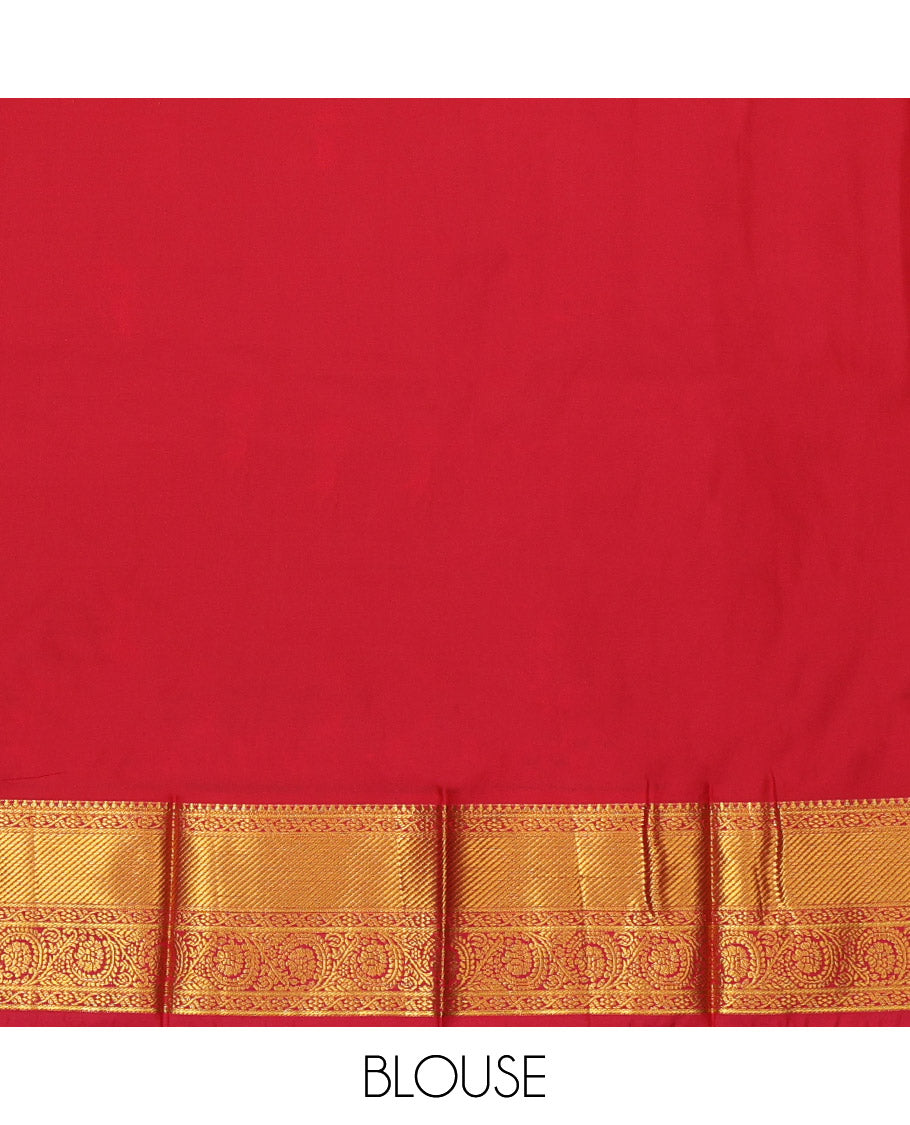 Blue Budget Silk Saree, Enriched with Zari Butta, Complemented by a Contrast Traditional Zari Border, Grand Pallu, and Contrast Blouse