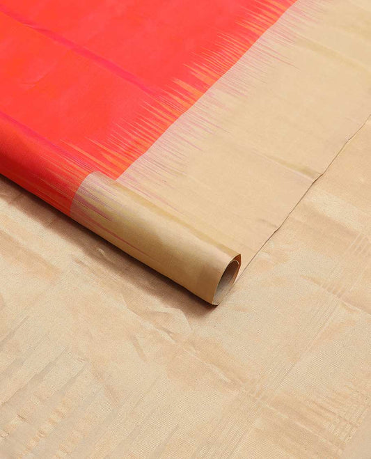 Red mayuri soft silk saree with contrast temple border & bhavanji design pallu