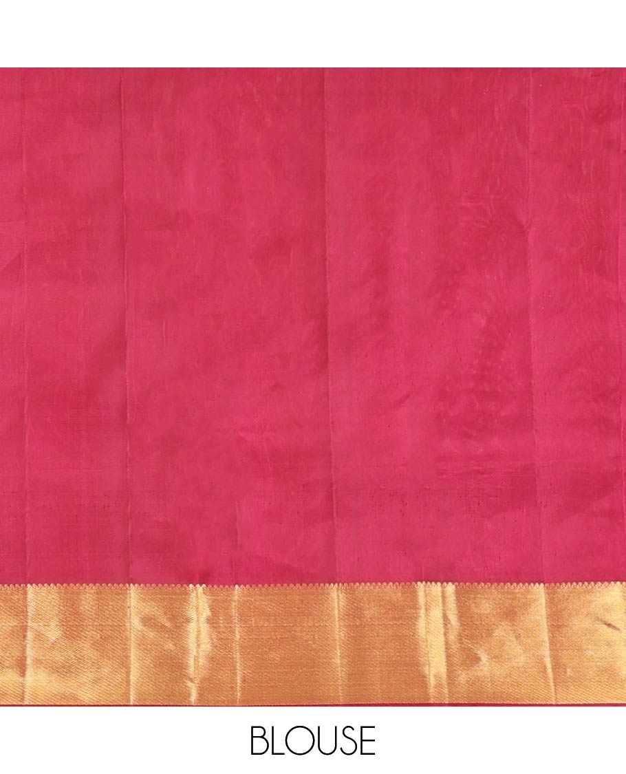 Maroon Kanchipuram Wedding Silk Saree, Artfully Woven with Warli Village Theme Motifs in Jacquard Weave, Highlighted by Thick Zari Border, Grand Jaal Pallu and Paired with a Matching Blouse