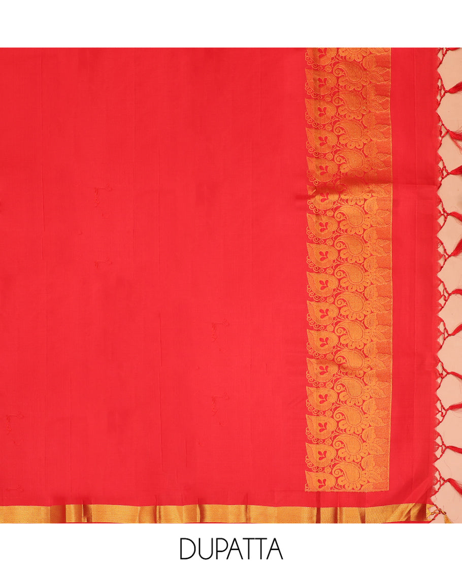 Brown Pure Silk Half Saree