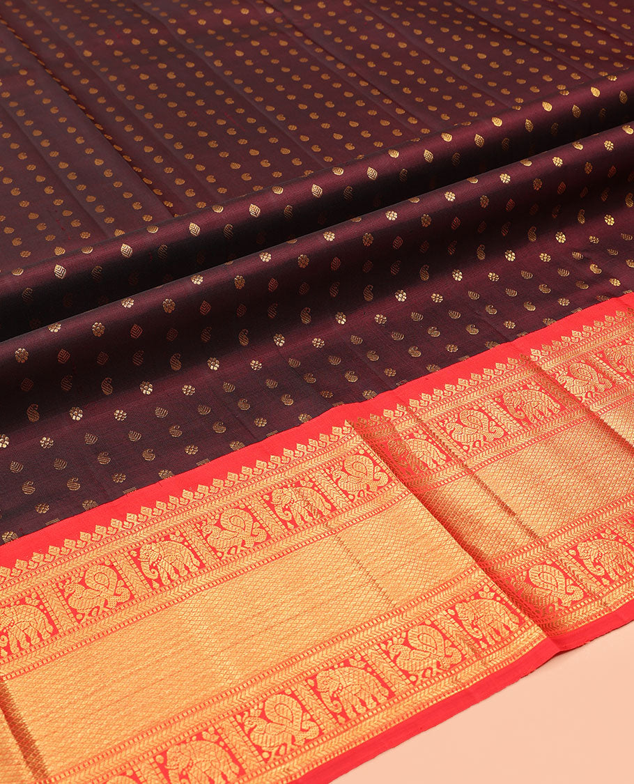 Brown Pure Silk Half Saree