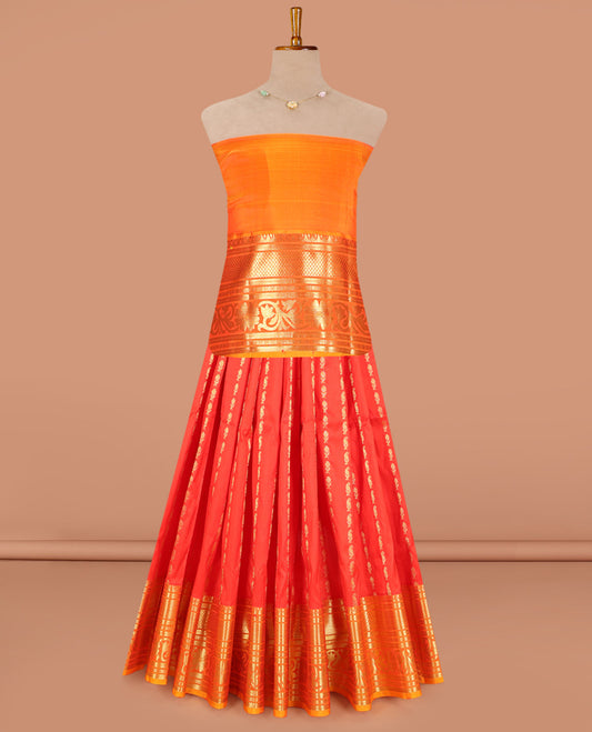 Red Pure Silk Navarathna Pavadai Material Set