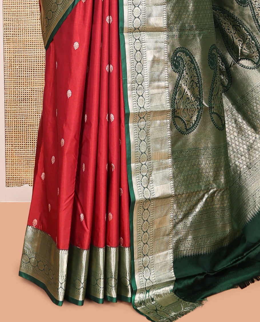 Red Zari Buttas Gift Saree