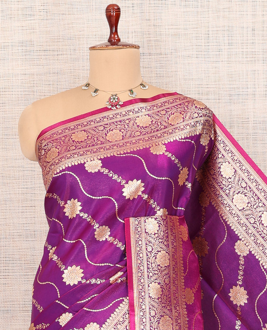 Purple Banaras Nylon Saree