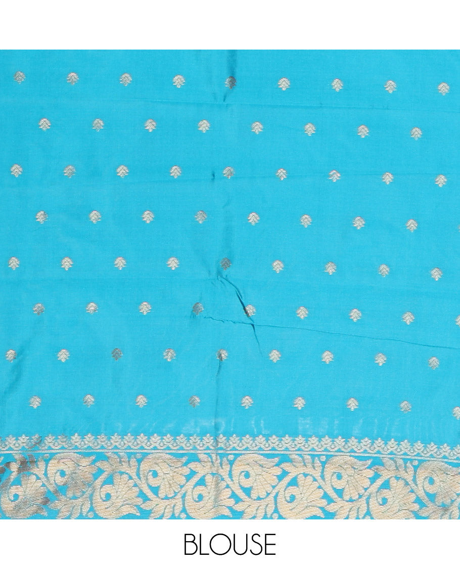 Wine Semi Katan Silk Saree, Elevated with Zari Buttas, a Contrast Border, Intricate Pallu, and a Contrast Blouse