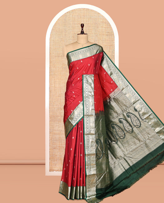 Red Zari Buttas Gift Saree