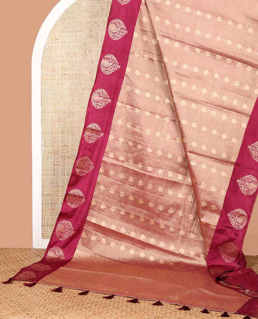 Purple zari butta design banaras tissue saree with butta border & rich brocade pallu along with running blouse