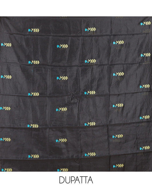 Black Mul Chanderi Material Chudidar Set