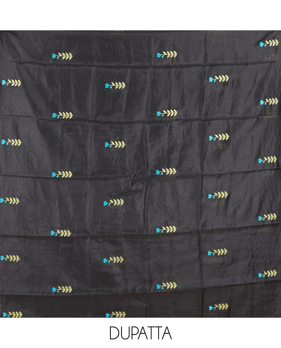 Black Mul Chanderi Material Chudidar Set