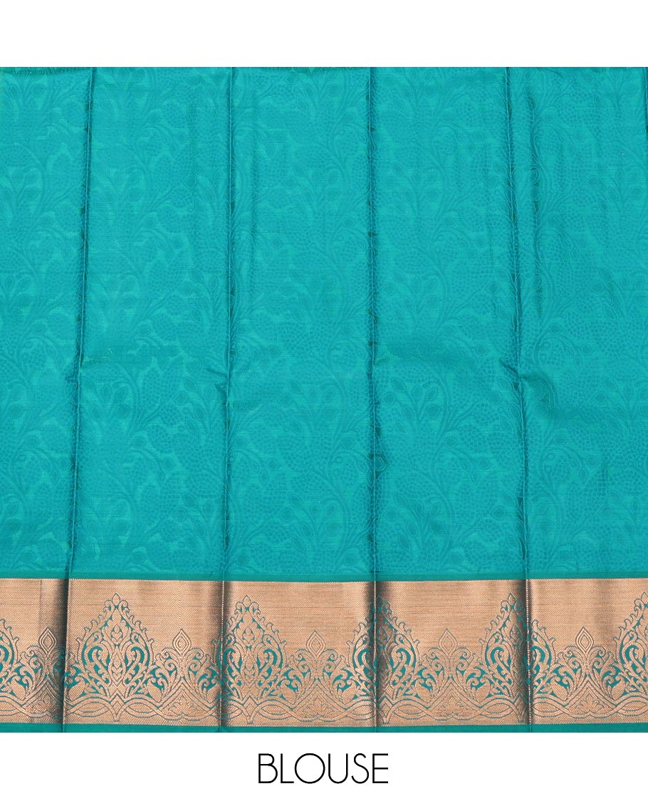 Peach Budget Silk Saree, Crafted with Jacquard Design, Complemented by a Contrast Zari Border, Intricate Pallu, and a Contrast Blouse