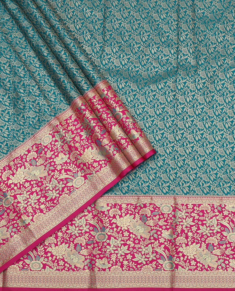 Blue Art Silk Pavadai Material Set