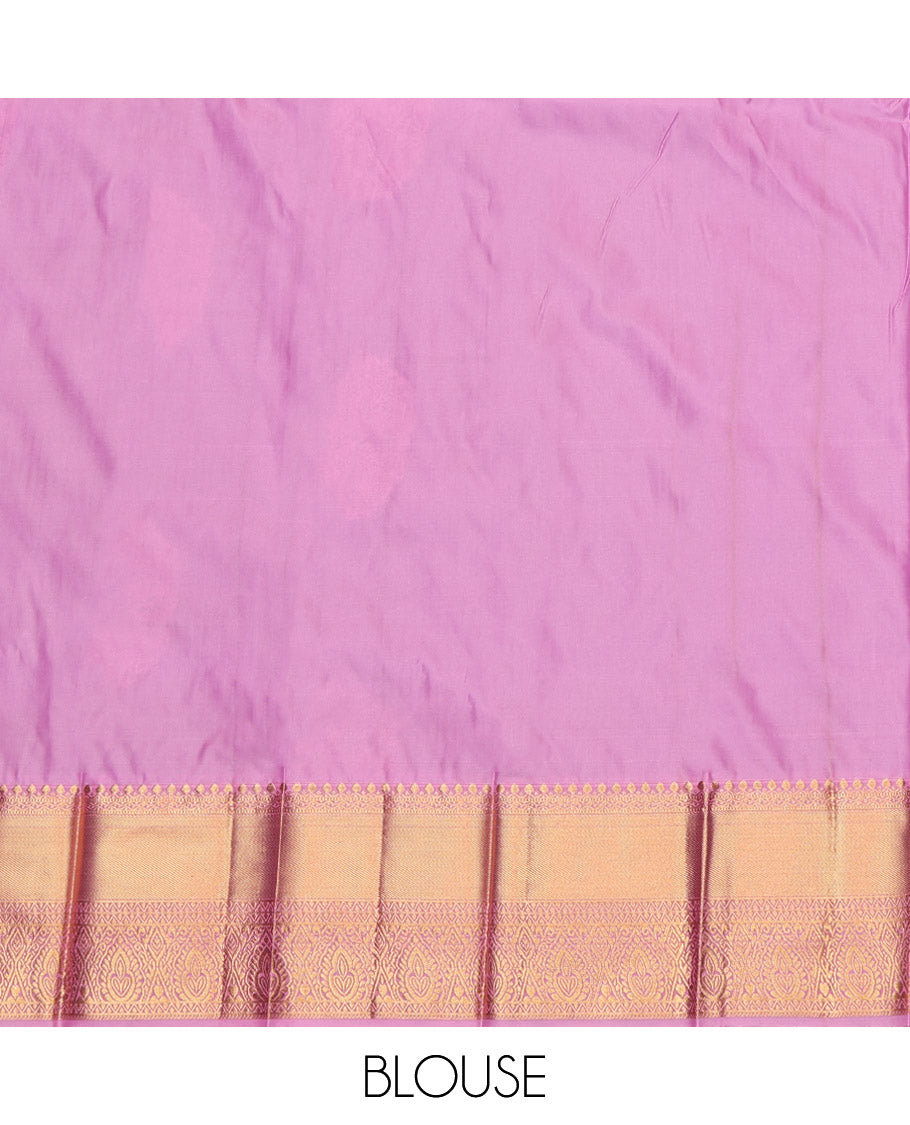 Green Budget Silk Saree, Adorned with Zari Buttas and Stripes, Contrast Traditional Zari Border, Jaal Pallu, and a Contrast Blouse