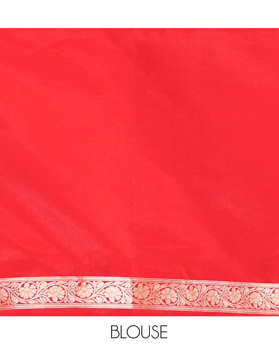 Orange Semi-Banaras Nylon Saree