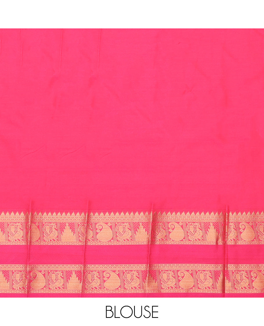 Turquoise Zari Butta Budget Silk Saree