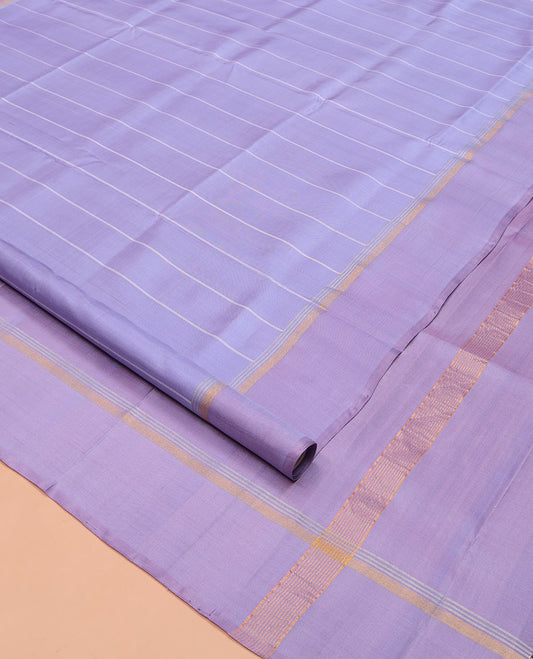 Lavender Uppada Silk Saree, Subtly Sparkled with Stripes All Over Its Body, Subtly Made Self-Border, Plain Pallu, and Paired with a Matching Blouse
