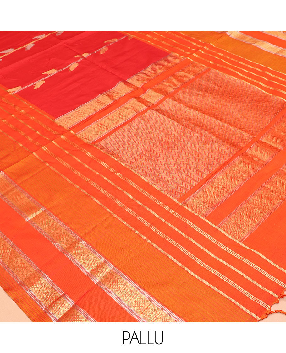 Red-Orange Mayuri Soft Silk Saree
