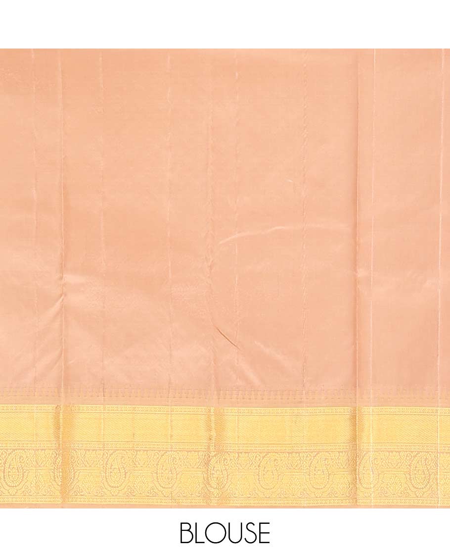 Maroon buttas Bangalore silk saree, contrast temple traditional zari border, and pallu of jaal designs