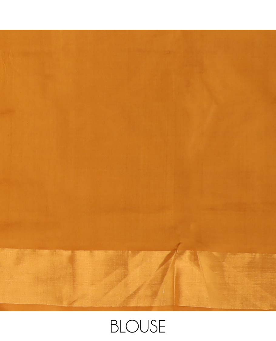 Multi-color checked design poly cotton saree, zari border, and contrast zari striped pallu