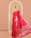 Maroon Fancy Tussar Saree, Intricate Border, Grand Pallu, a Printed Blouse, Matching Brocade Blouse