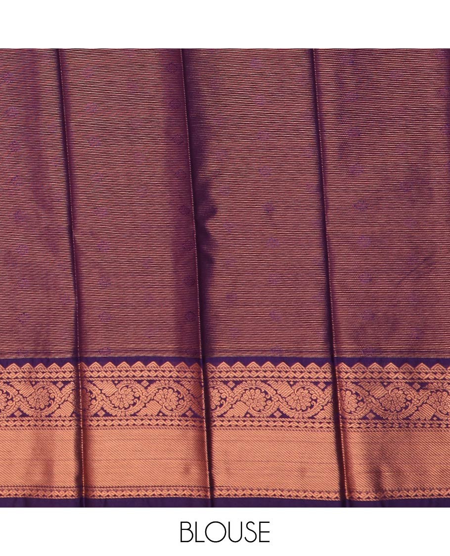 Yellow zari buttas and striped gift saree, contrast traditional zari border, and jaal pallu