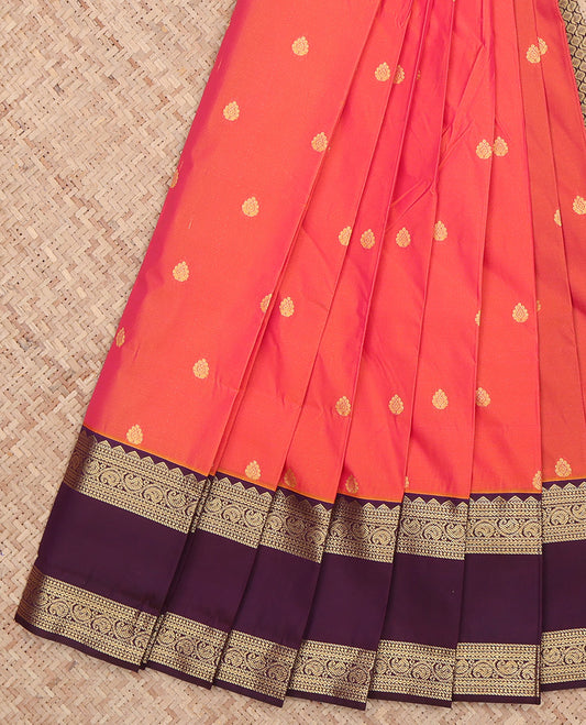 Orange Traditional Zari Design Budget Silk Saree