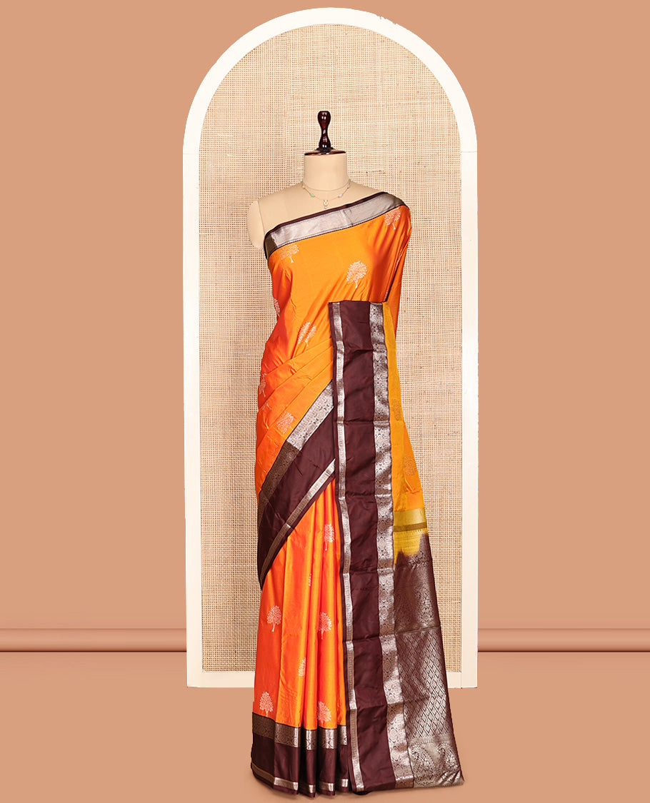 Orange Zari Butta Gift Saree