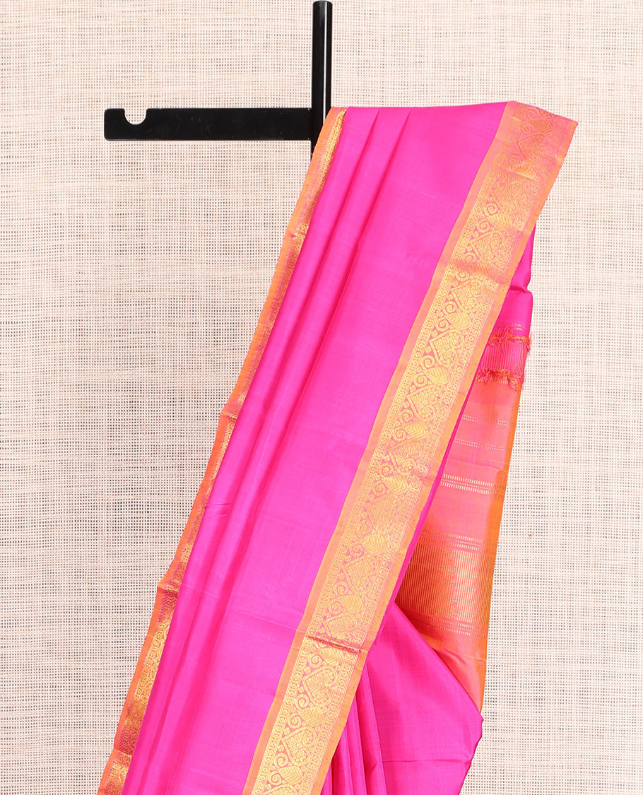 Pink Plain Kanchipuram Silk Saree