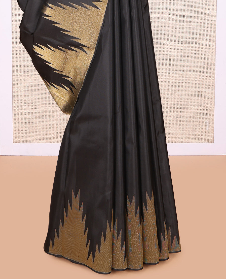 Black Plain Kanchipuram Silk Saree