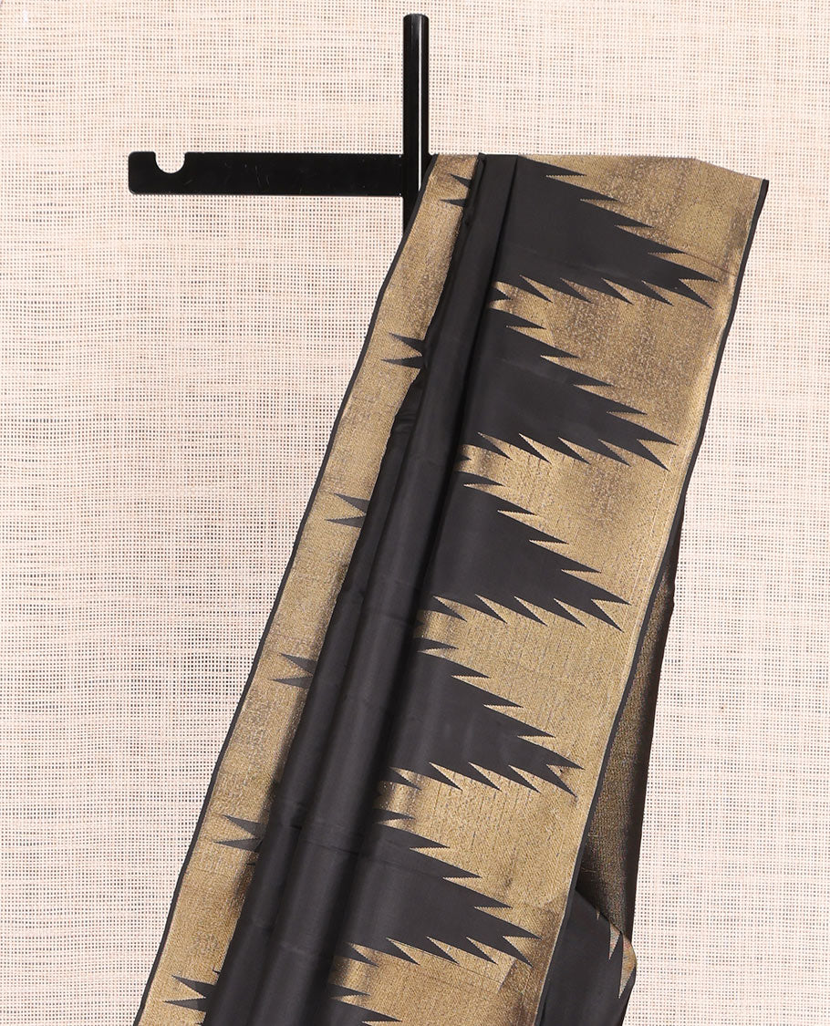 Black Plain Kanchipuram Silk Saree