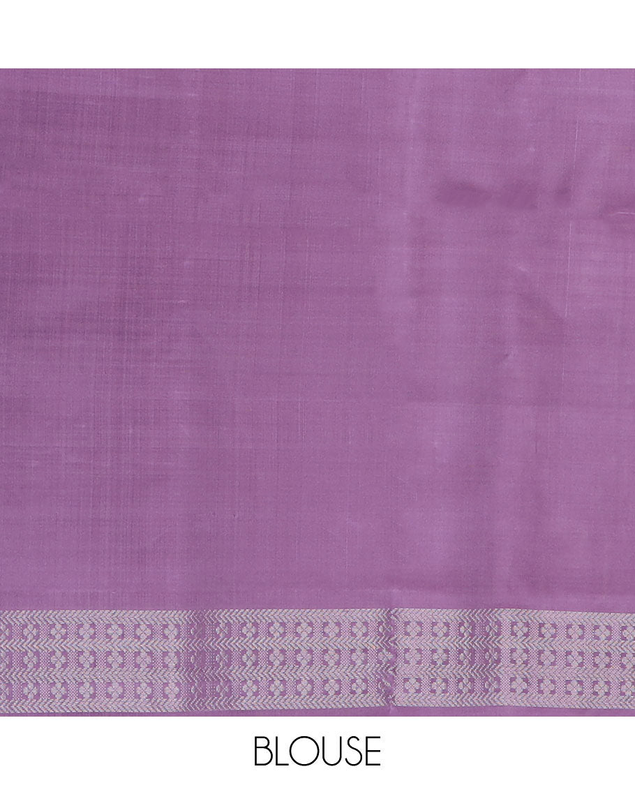 Purple zari buttas soft silk saree, zari border & pallu of floral, kathir & lavangam designs