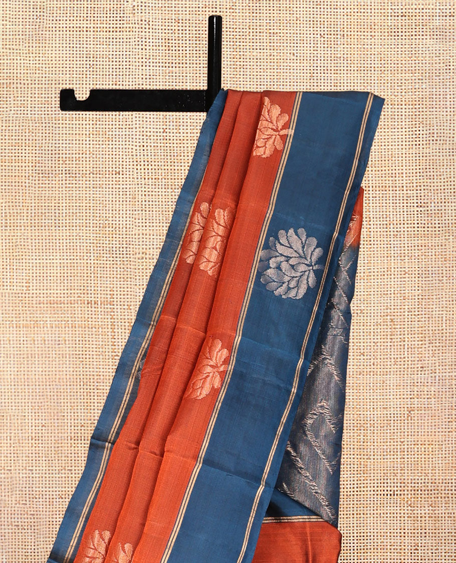 Orange Zari Butta Mayuri Lite Silk Mix Saree