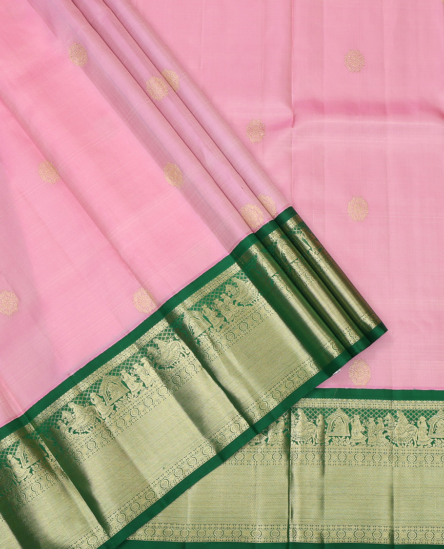 Pink Pure Silk Pavadai Material Set