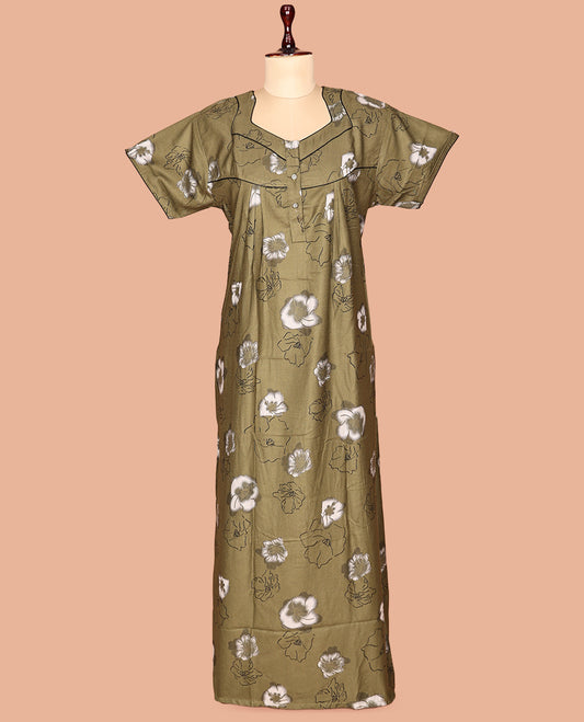 Green Unique Design Cotton-Blended Nighty